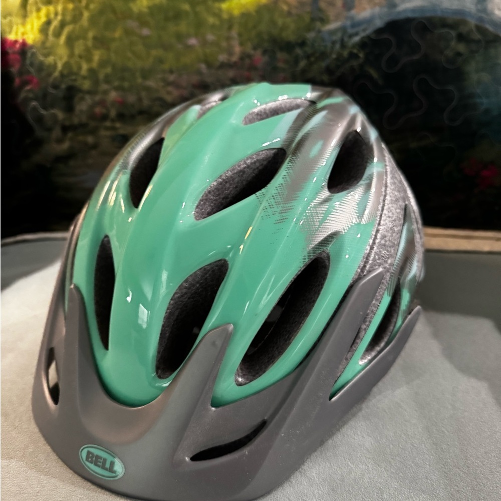 Aerodynamic Mint Green and Gray Bicycle Helmet